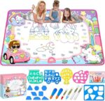 Water Doodle Mat - Kids Painting Writing Color Doodle Drawing Mat Toy Bring Magic Pens Educational Toys for Age 2 3 4 5 6 7 Year Old Girls Boys Age Toddler Gift