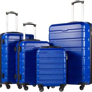 Coolife Luggage 4 Piece Set Suitcase Spinner Hardshell Lightweight TSA Lock (family set-blue1)