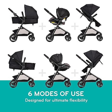 Evenflo Pivot Modular Travel System with LiteMax Infant Car Seat with Anti-Rebound Bar (Casual Gray)