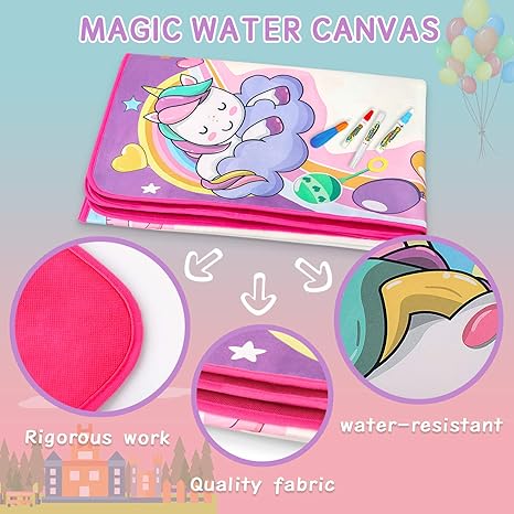 Water Doodle Mat - Kids Painting Writing Color Doodle Drawing Mat Toy Bring Magic Pens Educational Toys for Age 2 3 4 5 6 7 Year Old Girls Boys Age Toddler Gift