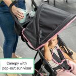 Summer by Ingenuity 3D Mini Convenience Stroller – Lightweight Stroller with Compact Fold, Multi-Position Recline, Canopy with Pop Out Sun Visor and More – Umbrella Stroller for Travel, Pink