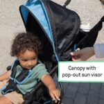 Summer by Ingenuity 3D Mini Convenience Stroller – Lightweight Stroller with Compact Fold, Multi-Position Recline, Canopy with Pop Out Sun Visor – Umbrella Stroller for Travel & More, Blue/Black