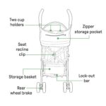 Summer by Ingenuity 3D Mini Convenience Stroller – Lightweight Stroller with Compact Fold, Multi-Position Recline, Canopy with Pop Out Sun Visor and More – Umbrella Stroller for Travel and More, Gray